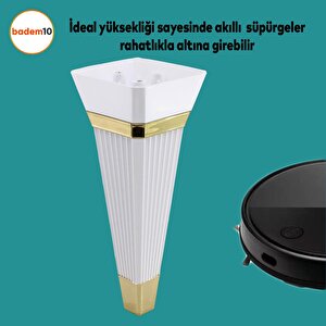 Alcazar Lüks Mobilya Kanepe Sehpa Tv Ünitesi Koltuk Ayağı Baza Ayak 23 Cm Beyaz Altın