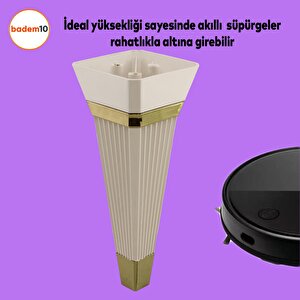 Alcazar Lüks Mobilya Kanepe Sehpa Tv Ünitesi Koltuk Ayağı Baza Ayak 23 Cm Krem Altın