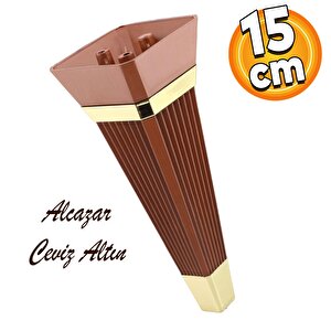 Alcazar Lüks Mobilya Kanepe Sehpa Tv Ünitesi Koltuk Ayağı Baza Ayak 15 Cm Ceviz Altın