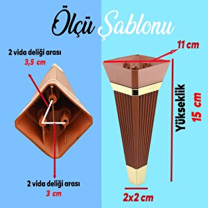 Alcazar Lüks Mobilya Kanepe Sehpa Tv Ünitesi Koltuk Ayağı Baza Ayak 15 Cm Ceviz Altın