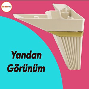Alcazar Köşe Lüks Mobilya Kanepe Sehpa Tv Ünitesi Koltuk Ayağı Baza Ayak 12 Cm Krem Altın