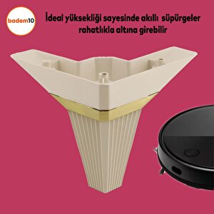 Alcazar Köşe Lüks Mobilya Kanepe Sehpa Tv Ünitesi Koltuk Ayağı Baza Ayak 12 Cm Krem Altın