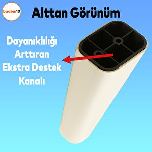 Linden Lüks Mobilya Kanepe Sehpa Tv Ünitesi Koltuk Ayağı 14 Cm Krem Oval Baza Ayak