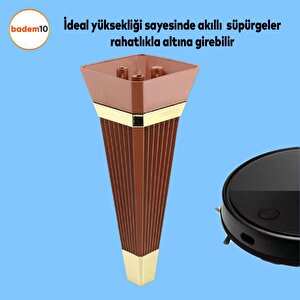 Alcazar Lüks Mobilya Kanepe Sehpa Tv Ünitesi Koltuk Ayağı Baza Ayak 23 Cm Ceviz Altın