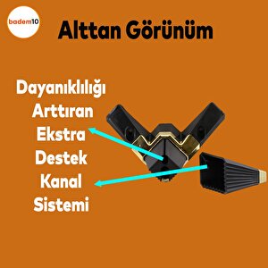 Alcazar Lüks Mobilya Kanepe Sehpa Tv Ünitesi Koltuk Ayağı Baza Ayakları Köşe 14 Cm Siyah Altın