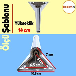 Gonca Lüks Mobilya Kanepe Sehpa Tv Ünitesi Koltuk Ayağı 14 Cm Krom Renk Baza Ayakları