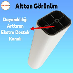 Linden Lüks Mobilya Kanepe Sehpa Tv Ünitesi Koltuk Ayağı 14 Cm Beyaz Oval Baza Ayak