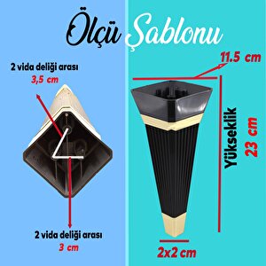 Alcazar Lüks Mobilya Kanepe Sehpa Tv Ünitesi Koltuk Ayağı Baza Ayak 23 Cm Siyah Altın