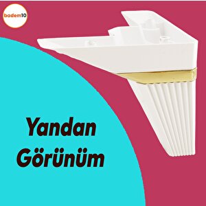 Alcazar Köşe Lüks Mobilya Kanepe Sehpa Tv Ünitesi Koltuk Ayağı Baza Ayak 12 Cm Beyaz Altın