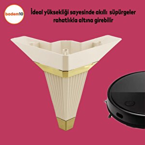 Alcazar Lüks Mobilya Kanepe Sehpa Tv Ünitesi Koltuk Ayağı Baza Ayak Köşe 14 Cm Krem Altın