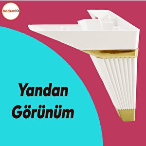 Alcazar Lüks Mobilya Kanepe Sehpa Tv Ünitesi Koltuk Ayağı Baza Ayakları Köşe 14 Cm Beyaz Altın