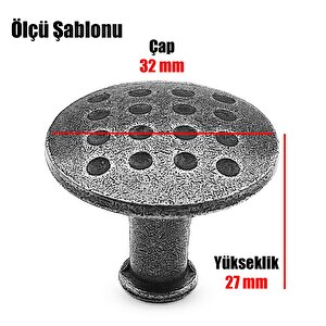 Big Düğme Noktalı Çekmece Dolap Kapak Kulpu Kulbu Antik Bakır Metal Kulp