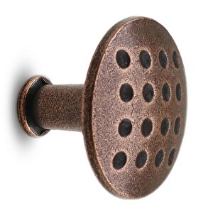 Big Düğme Noktalı Çekmece Dolap Kapak Kulpu Kulbu Antik Bakır Metal Kulp