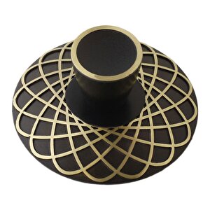 Dinar Çekmece Dolap Kapak Kulpu Kulbu 32 Mm Siyah Gold Metal Kulp