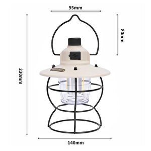 Powermaster Pm-16042 Retro Nostaljik Şarjlı Kamp Lambası Filament + Smd Ledli