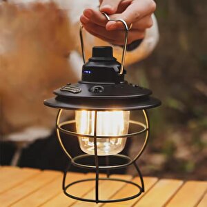 Powermaster Pm-16042 Retro Nostaljik Şarjlı Kamp Lambası Filament + Smd Ledli