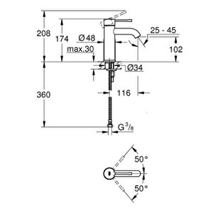 Essence Tek Kumandalı Lavabo Bataryası 1/2" S-boyut - 24172a01