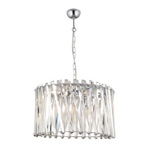 Saucer 50'lik Krom Yuvarlak Kristalli Taşlı Modern Tasarım Kristal Salon Avize
