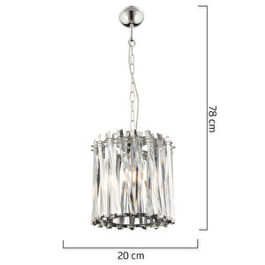 Saucer 25'lik Krom Yuvarlak Kristalli Taşlı Modern Tasarım Kristal Salon Avize