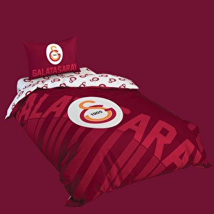 Lisanslı Galatasaray Kırmızı Logo Pamuk Tek Kişilik Nevresim Takımı