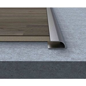 Alüminyum Oval U 8mm Parke Bitim Profili Çıtası Gri 90 Cm