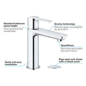 Lineare Tek Kumandalı Lavabo Bataryası S-boyut 23106001