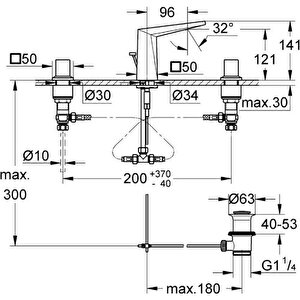Grohe Allure Brilliant 3 Delikli Lavabo Bataryası-s Boyut - 20342000