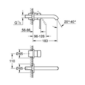 Grohe Essence İki Delikli Duvardan Lavabo Bataryası M-boyut - 19408001