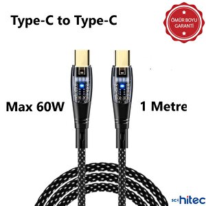 Schitec 6a 60w Type-c To Type-c 1metre Hızlı Data Ve Şarj Kablosu Siyah Ömür Boyu Garanti Yk250s