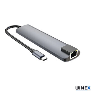 7in1 Usb Type-c Hub Port Adaptör Hdmi Usb Ethernet Pd Girişli