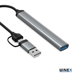 Winex 5in1 Usba Ve Type-c To Usba 3.01, Tf, Sd Çoklayıcı Hub Adaptör