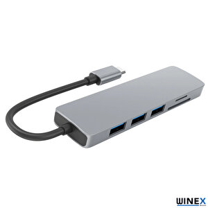 Winex 6in1 Type-c To 4k Hdmi+sd Kart+3xusba 3.0 Hub Port Adaptör