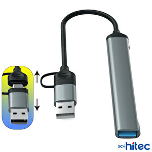 Schitec 5in1 Usba Ve Type-c To Usba 3.01, Tf, Sd Çoklayıcı Hub Adaptör