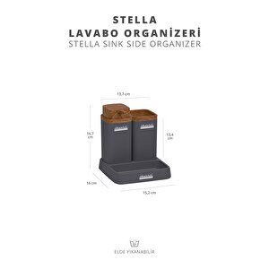 Okyanus Home Stella Antrasit Ahşap Desenli Lavabo Seti