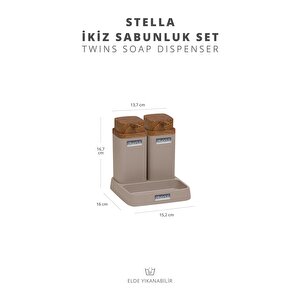 Okyanus Home Stella Vizon Ahşap Desenli İkiz Sabunluk Seti