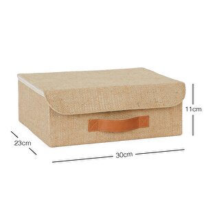 Ocean Home Textile Çekmece İçi Jüt Kapaklı Kutu 30 X 23 X 11 Cm