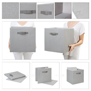 Ocean Home Textile Gri Renk Jüt Kutu 33 X 30 X 33 Cm
