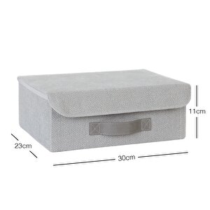 Ocean Home Textile Çekmece İçi Gri Renk Jüt Kapaklı Kutu 30 X 23 X 11 Cm