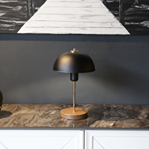 North Home Mantar Başlıklı Metal Abajur Salon Ofis Cafe İşletme Masa Lambası Siyah