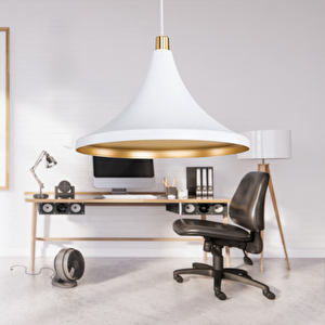 Style Tekli Mika Sarkıt Beyaz Gold Renk Mutfak Avize Cafe Armatür Ofis Depo Aydınlatma