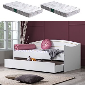 Akasya Yavrulu Karyola - Beyaz + 2 Adet Comfort Yatak
