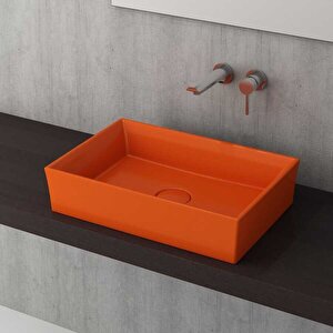 1172-012-0125 Vessel Tezgah Üstü Lavabo 56x38 Cm Turuncu