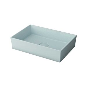 1172-029-0125 Vessel Tezgah Üstü Lavabo 56x38 Cm Mat Buz Mavi