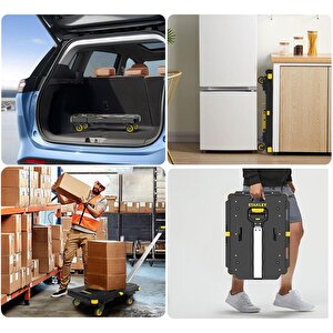 Stanley Pc532b 137kg 62x45cm Dört Tekerli Çekme Kollu Yük Ve Paket Taşıma Arabası + Ft505 25kg Katlanır Çok Amaçlı Taşıma Sepeti