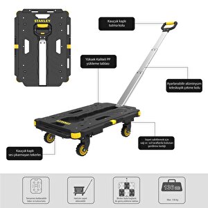Stanley Pc532b 137kg 62x45cm Dört Tekerli Çekme Kollu Yük Ve Paket Taşıma Arabası + Ft505 25kg Katlanır Çok Amaçlı Taşıma Sepeti