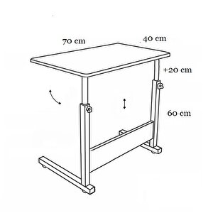 Yükseklik Ayarlı Eğimli Ve Katlanabilen Laptop Sehpası - Atlantik Çam Tekerli