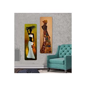 2 Parça Afrikalı Kadınlar Mdf Tablo Seti  - 2dikey-10 / 30x85