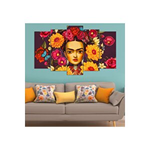 5 Parça Frida Kahlo Mdf Tablo  - 5mdf-0739 / 100x60