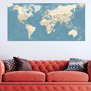 Dünya Haritası Tek Parça Mdf Tablo  - Tek-211 / 100x60