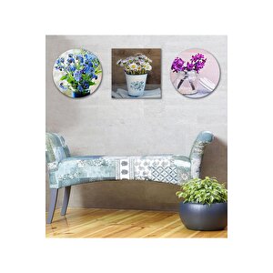 3 Parça Renkli Çiçek Mdf Tablo  - 3mdf-360 / 30x30